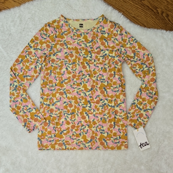 Tea Printed Slim Long Sleeve Top, Girls 7, New With Tags - Picture 1 of 12
